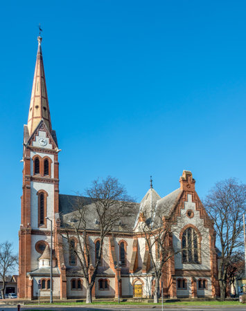 DEBRECEN, HUNGARY - MARCH 22,2017 - Veres church in the streets of Debrecen.  Debrecen is the regional centre of the Northern Great Plain region.のeditorial素材