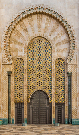 Gate to Mosque of Hasan II. in Casablanca - Moroccoの写真素材