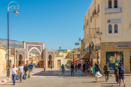 FEZ, MOROCCO - APRIL 6,2017 - In the streets of city Fez in Morocco. Fez city has been called the "Mecca of the West" and the "Athens of Africa".のeditorial素材