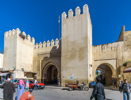 FEZ, MOROCCO - APRIL 6,2017 - Gate Bab el Magana in Fez . Fez city has been called the "Mecca of the West" and the "Athens of Africa".のeditorial素材