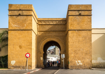 CASABLANCA, MOROCCO - APRIL 9,2017 - Entrance gate to the medina in Casablanca. Casablanca is the largest city in Morocco.のeditorial素材