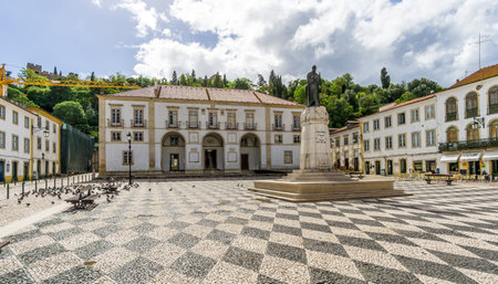 TOMAR,PORTUGAL - MAY 11,2017 - City hall at the Place of Republic in Tomar. Tomar is one of Portugals historical jewels and more significantly was the last Templar town to be commissioned for construction.のeditorial素材
