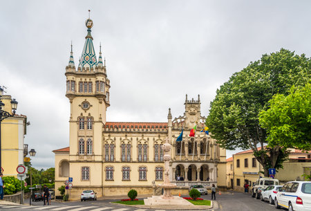 SINTRA,PORTUGAL - MAY 17,2017 - View at the City hall in Sintra. Sintra is known for its many 19th-century Romantic architectural monuments.のeditorial素材