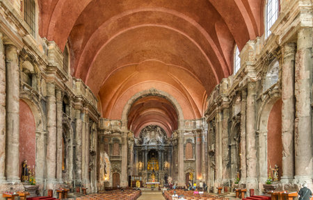 LISBON, PORTUGAL - MAY 18,2017 - Interior of Church of Sao Domingo in Lisbon. Lisbon is the capital of Portugal.のeditorial素材