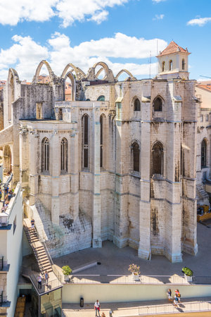 LISBON, PORTUGAL - MAY 18,2017 - View at the ruins of Carmo Convent in Lisbon. Lisbon is the capital of Portugal.のeditorial素材