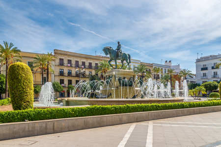 JEREZ DE FRONTERA, SPAIN - SEPTEMBER 30,2017 - At the Arenal Place in Jerez de la Frontera. Jerez is known as the city of flamenco, sherry, horses and motorcycles.のeditorial素材