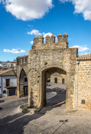 View at the gate De JaÃ©n and Arch De Villalar in Baeza - Spainのeditorial素材