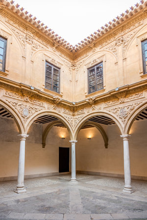 LORCA,SPAIN - OCTOBER 3,2017 - At the courtyard in Palace of Guevara in Lorca. The town Lorca is situated in eastern Spain between Granada and Murcia.のeditorial素材