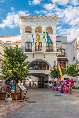 NERJA,SPAIN - OCTOBER 4,2017 - View at the  City hall building in Nerja. Nerja is a municipality on the Costa del Sol in southern Spain.のeditorial素材