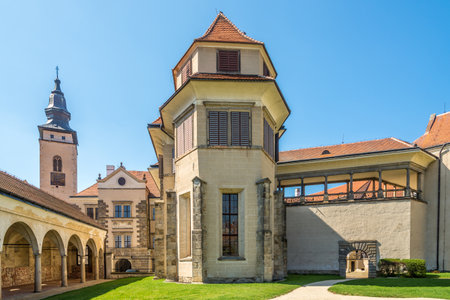 At the courtyard of castle in Telc - Moravia, Czech republicのeditorial素材