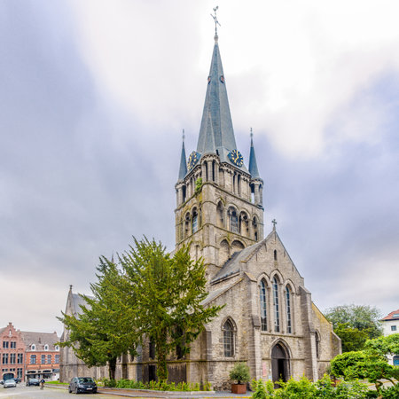 TOURNAI,BELGIUM - MAY 19,2018 - View at the church of Saint Jacques in Tournai. Tournai is one of the oldest cities in Belgium .のeditorial素材