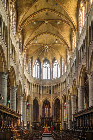VEURNE, BELGIUM - MAY 20,2018 - View at the church of Saint Walpurga in Veurne. Veurne is a city and...