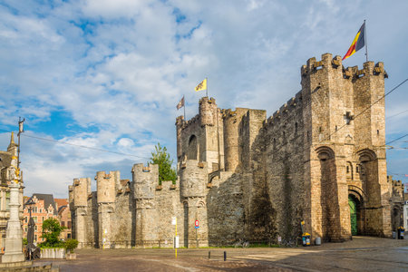 View at the Gravensteen castle in Ghent - Belgiumのeditorial素材