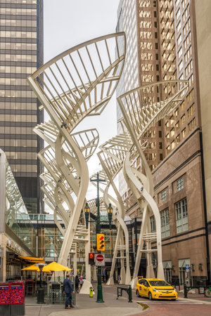 CALGARY,CANADA - JUNE 29,2018 - In the streets Downtown of Calgary City. Calgary is a city in the Canadian province of Alberta.のeditorial素材