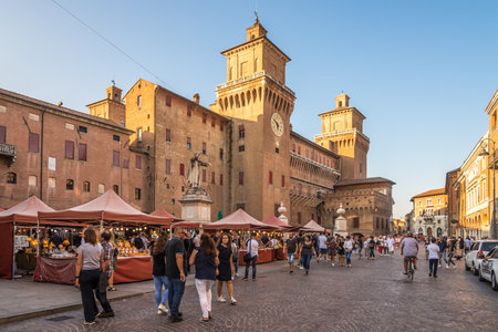 FERRARA,ITALY - SEPTEMBER 23,2018 - View at the Corso street of  Ferrara.Ferrara is a town and comune in Emilia-Romagna, northern Italy, capital of the Province of Ferrara.のeditorial素材