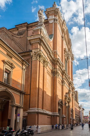BOLOGNA,ITALY - SEPTEMBER 24,2018 - Cathedral of San Pietro in the streets of Bologna. Bologna is...