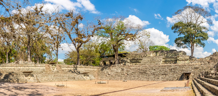 Panoramic view at the Eastern Court of Copan Archaeology site - Honduras