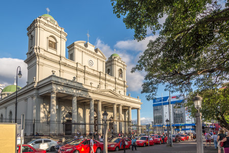 SAN JOSE,COSTA RICA - MARCH 22,2019 - View at the building of Metropolitan Cathedral in San Jose. San Jose is Capital of Costa Rica.のeditorial素材