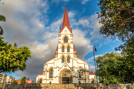 SAN JOSE,COSTA RICA - MARCH 22,2019 - View at the church Our Lady of Mercy in San Jose. San Jose is Capital of Costa Rica.のeditorial素材