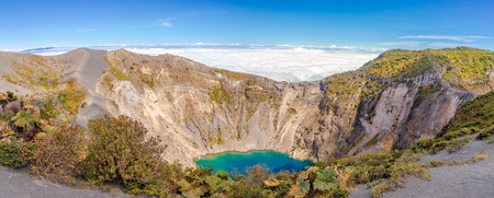 Panoramic view to the Edge of Crater Irazu Volcano at Irazu Volcano National Park, Costa Ricaの写真素材