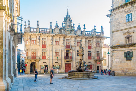 SANTIAGO DE COMPOSTELA,SPAIN - MAY 14,2019 - Cabildo building at the Cabalos place in Santiago de Compostela. Santiago de Compostela is the capital of the autonomous community of Galicia, in northwestern Spain.のeditorial素材