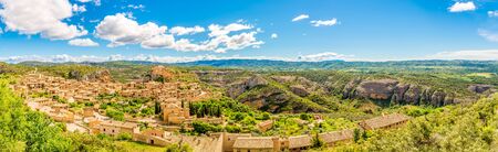 Panoramic view at the Alquezar village with Canyon Rio Vero - Spainの写真素材