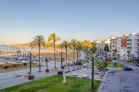 SITGES,SPAIN - MAY 20,2019 - Morning in the Sitget streets. Sitges is located between the Garraf Massif and the sea, it is known for its beaches, nightspots, and historical sites.のeditorial素材