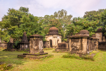 KOLKATA, INDIA - NOVEMBER 7,2019 - Tombs at South Park Street Cemetery in Kolkata. Koklata is the capital of the Indian state of West Bengal.のeditorial素材