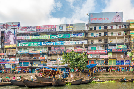 DHAKA,BANGLADESH - OCTOBER 27,2019 - On the banks of the Buriganga River in Dhaka. Dhaka is the...
