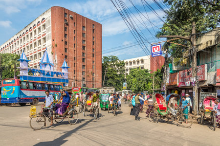 DHAKA,BANGLADESH - OCTOBER 27,2019 - In the streets of Dhaka. Dhaka is the capital and largest city of Bangladesh.のeditorial素材