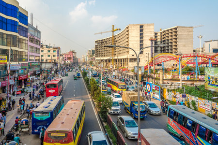 DHAKA,BANGLADESH - NOVEMBER 5,2019 - In the streets of Dhaka. Dhaka is the capital and largest city of Bangladesh.のeditorial素材