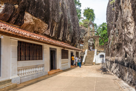 ALUVIHARE, SRI LANKA - FEBRUARY 7.2020 - View at the Aluvihare Rock Temple and Caves. Aluvihare Rock Temple is traced back to the 3rd Century BCのeditorial素材
