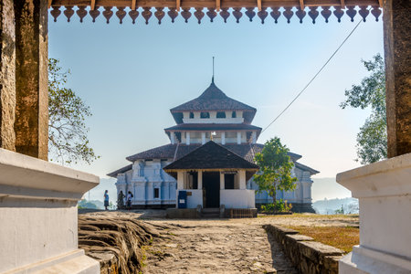 UDUNUWARA,SRI LANKA - FEBRUARY 9,2020 - View at the Lankatilaka Vihara Buddhist Temple. Lankatilaka Vihara is an ancient Buddhist temple situated in Udunuwara, Sri Lankaのeditorial素材
