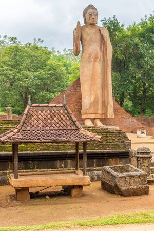 View at Maligawila Buddha statue, Sri Lanka.の写真素材