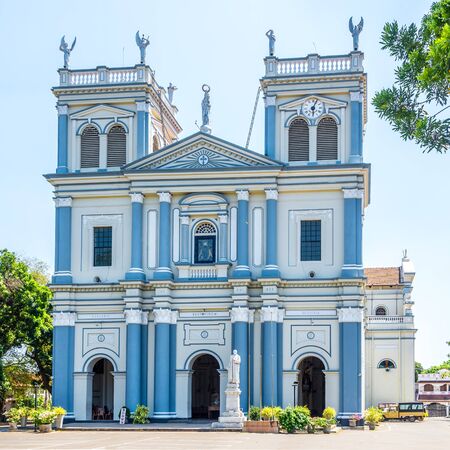 View at the Fascade of Church of Saint Mary in Negombo, Sri Lankaの写真素材