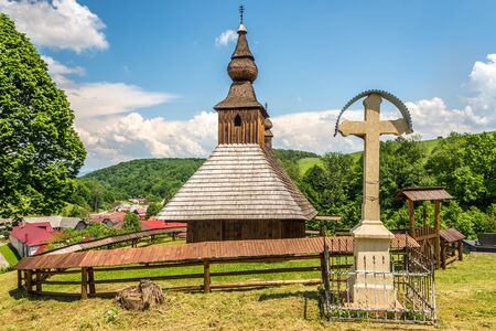 View at the Wooden Church of St.Basil the Great in village Hrabova Roztoka - Slovakiaの写真素材