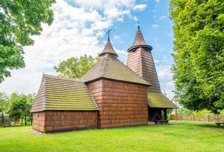 View at the Wooden Church of Saint Luke in Trocany - Slovakiaの写真素材