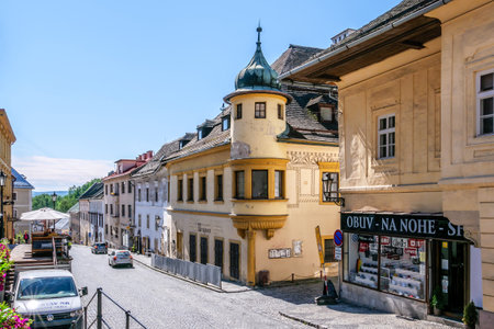 BANSKA STIAVNICA,SLOVAKIA - JULY 9,2020 - In the streets of Banska Stiavnica. Banska Stiavnica is a...
