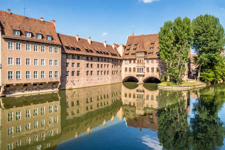 View at the Facade of Woman Church in Nurembergの写真素材