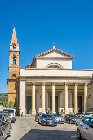 CASTIGLION FIORENTINO,ITALY - SEPTEMBER 5,2020 - View at the Church of San Giuliano in Castiglion Fiorentino. Castiglion Fiorentino is a small, walled city in eastern Tuscany.のeditorial素材