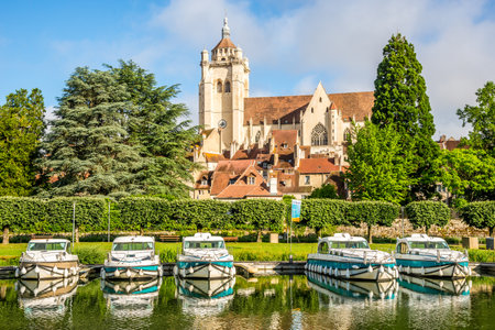 DOLE, FRANCE - JUNE 21,2021 - View at the interior of Church of Notre Dame in Dole town. Dole is located on the river Doubs.のeditorial素材