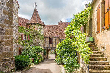 In the streets of Small Town Loubressac in the Lot department in south-western France.のeditorial素材