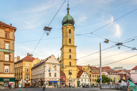 GRAZ, AUSTRIA - SEPTEMBER 13,2021 - In the streets of Graz. Graz is the capital city of the Austrian state of Styria.のeditorial素材