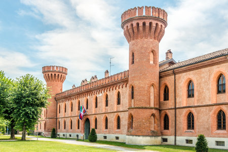 POLLENZO, ITALY - JUNE 27,2021 - View at the Building of University of Gastronomic Sciences in Pollenzo. Pollenzo was an ancient city on the left bank of the Tanaro river.のeditorial素材