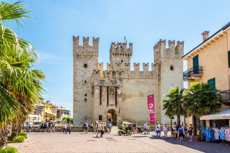 SIRMIONE, ITALY - JUNE 28,2021 - View at the Fortress in the streets of Sirmione. Sirmione lies on the shores of Lake Gardaのeditorial素材