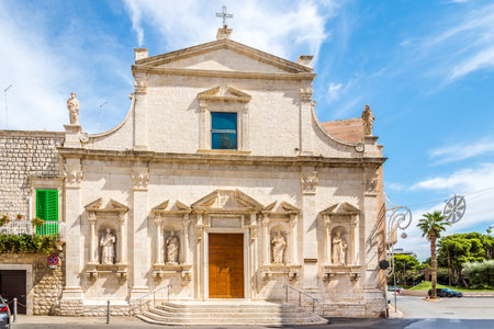 View at the Church of Purgatory in the streets of Molfetta in Italyの写真素材