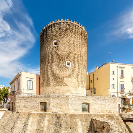 View at the Angioino tower in the streets of Bitonto - Italyの写真素材