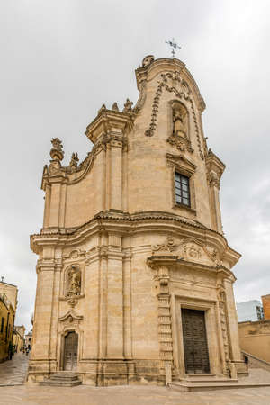 View at the Purgatory Church in the streets of Matera - Italyの写真素材