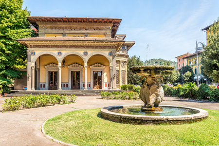 MONTECATINI TERME,ITALY - SEPTEMBER 10,2021 - View at the Building Spa Terme Excelsior in Terme. Montecatini Terme is an Italian municipality in the province of Pistoia, Tuscany, central Italy.のeditorial素材