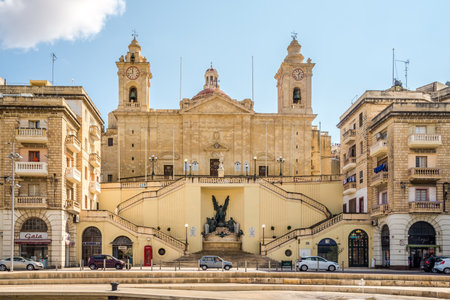 COSPICUA,MALTA - OCTOBER 4,2021 - View at the Church of Innaculate Conception in the streets of Cospicua. Cospicua (Bormla)is a double-fortified harbour city in the South Eastern Region of Malta.のeditorial素材